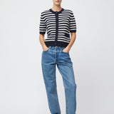 Toulouse Cardigan Tee Navy Snowflake Stripe