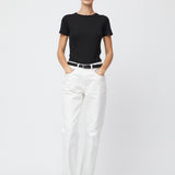 Ribbed Cap Sleeve Tee Jet Black