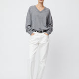 Cashmere V-Neck Sweater Grey Melange