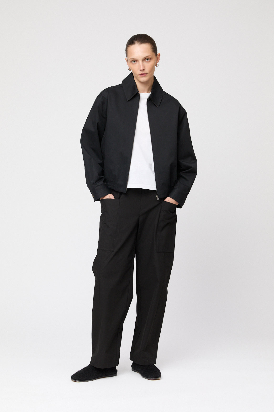 Blouson Zip Up Jacket Jet Black – Fall Winter Spring Summer Blouson Zip Up Jacket Jet Black – Fall Winter Spring Summer