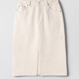 Denim Midi Skirt Ecru