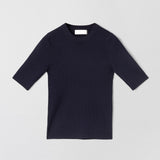 Midi Sleeve Rib Tee Navy Blue