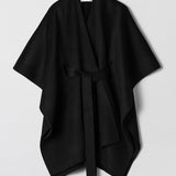 Belted Double Poncho Jet Black