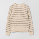 Mountain Oversized Furry Jumper Cream Brown Stripe