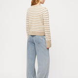 Structured Wool Cardigan Black Oatmeal Stripe