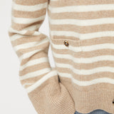 Structured Wool Cardigan Black Oatmeal Stripe