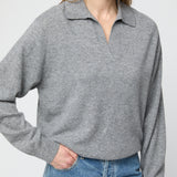 Cashmere Polo Sweater Gray Melange