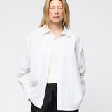Coastal Shirt White Black Pinstripe