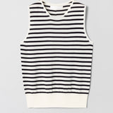 Classic Merino Tank Cream Navy Stripe