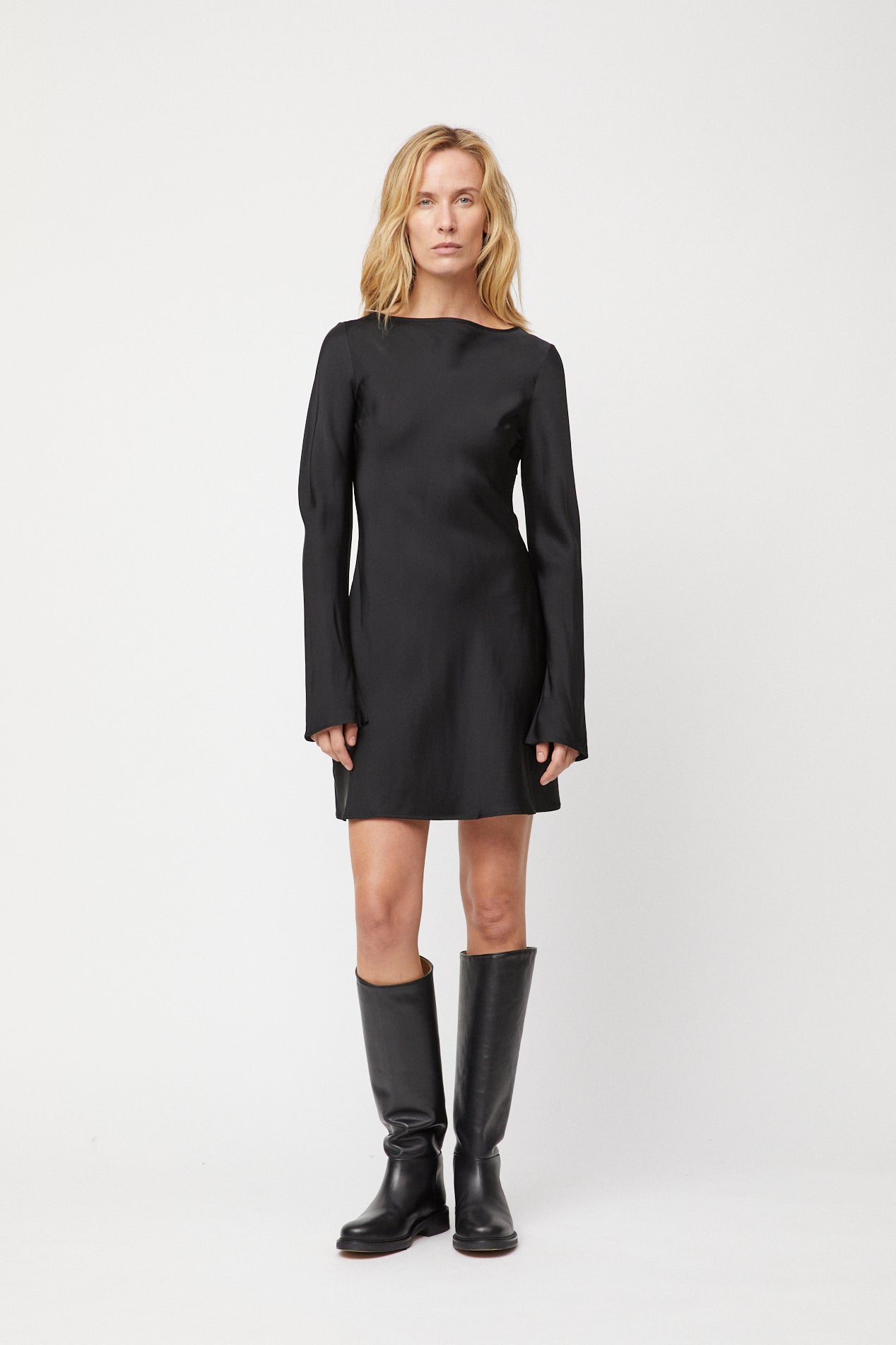 Bias Cut Mini Dress Jet Black Fall Winter Spring Summer Bias Cut Mini Dress Jet Black Fall Winter Spring Summer