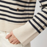 Structured Wool Cardigan Buttermilk Stripe