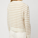 Structured Wool Cardigan Linen Snowflake Stripe