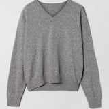 Cashmere V-Neck Sweater Grey Melange