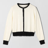Classic Merino Cardigan Cream Black