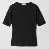 Modal Midi Sleeve Tee Jet Black