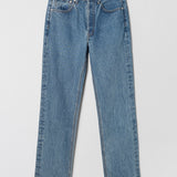 Relaxed Straight Jeans Stonewashed Blue