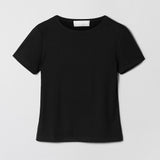 Ribbed Cap Sleeve Tee Jet Black