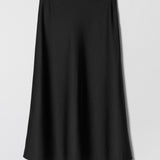 Tailored Bias Cut Midi Skirt Jet Black
