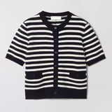 Toulouse Cardigan Tee Navy Snowflake Stripe