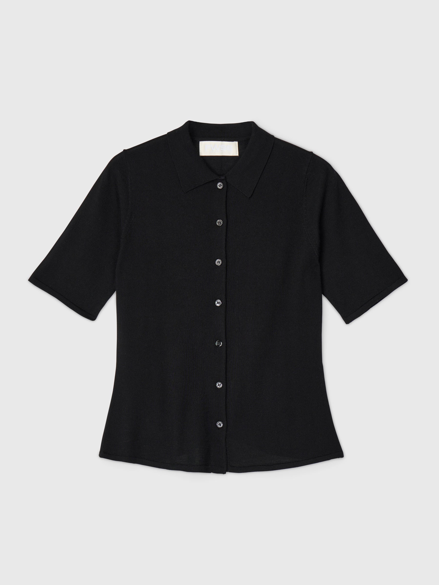 Button Down Knit Tee Jet Black – Fall Winter Spring Summer