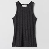 Crew Cable Knit Tank Graphite