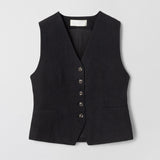 Linen Waistcoat Jet Black