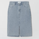 Midi Denim Skirt Washed Denim Blue