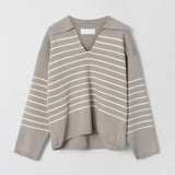 Cotton Storm Knit Sand Vanilla Stripe