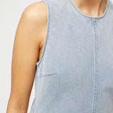 Bias Cut Denim Dress Denim Blue