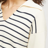 Cotton Storm Knit Vanilla Navy Stripe