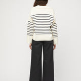Cotton Storm Knit Vanilla Navy Stripe