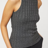 Crew Cable Knit Tank Graphite
