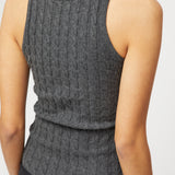 Crew Cable Knit Tank Graphite