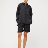 Linen Fisherman Shorts Jet Black
