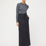 Linen Côte d'Azur Maxi Skirt Jet Black