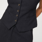 Linen Waistcoat Jet Black
