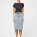 Denim Midi Skirt Ecru