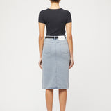 Denim Midi Skirt Ecru
