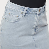 Denim Midi Skirt Ecru