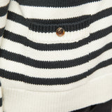 Structured Cotton Cardigan Black Cream Stripe