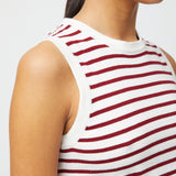 Classic Cotton Tank Cream Winetasting Stripe