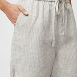 Linen Fisherman Shorts Natural Cream Stripe