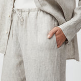 Linen Siena Trousers Natural Cream Stripe