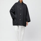 Marine Oversized Trench Coat Jet Black