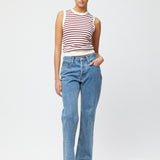 Classic Cotton Tank Cream Winetasting Stripe