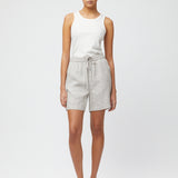 Linen Fisherman Shorts Natural Cream Stripe