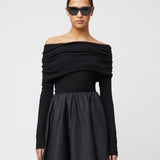 Off Shoulder Knit Top Jet Black