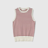 Classic Cotton Tank Cream Winetasting Stripe