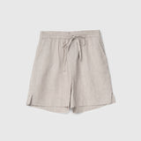 Linen Fisherman Shorts Natural Cream Stripe