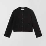 Structured Wool Cardigan Jet Black